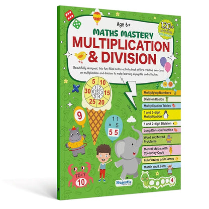 Multiplication and Division Maths Activity Book for Kids Ages 6+ | 120+ Engaging Activities with Answer Key | The Book Tree Books