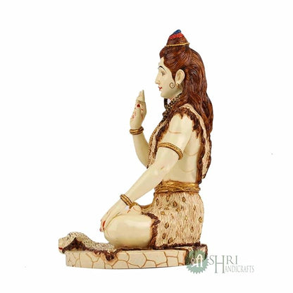 Indicast Resin 10" Inch Lord Shiva Sitting Fine Gold Painting Mahadev Shiva Idol Statue | Home Decor Handcrafted Shankara Murti