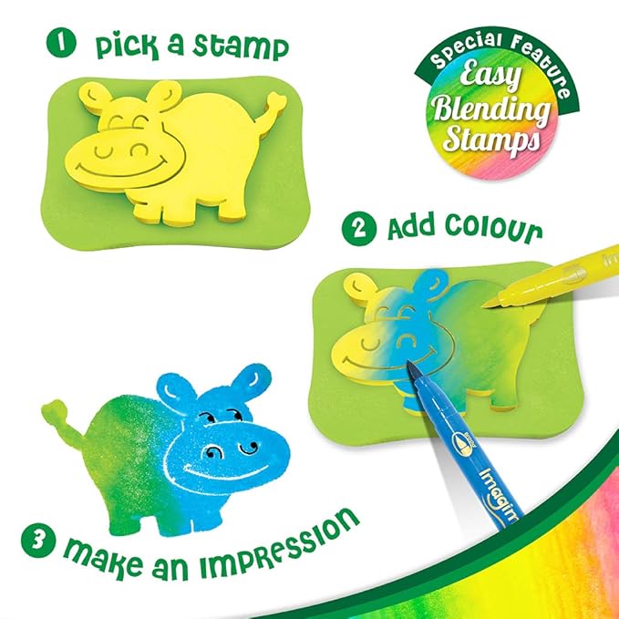 Imagimake Stamp Art Jungle Coloring & Stamping Set for Girls & Boys