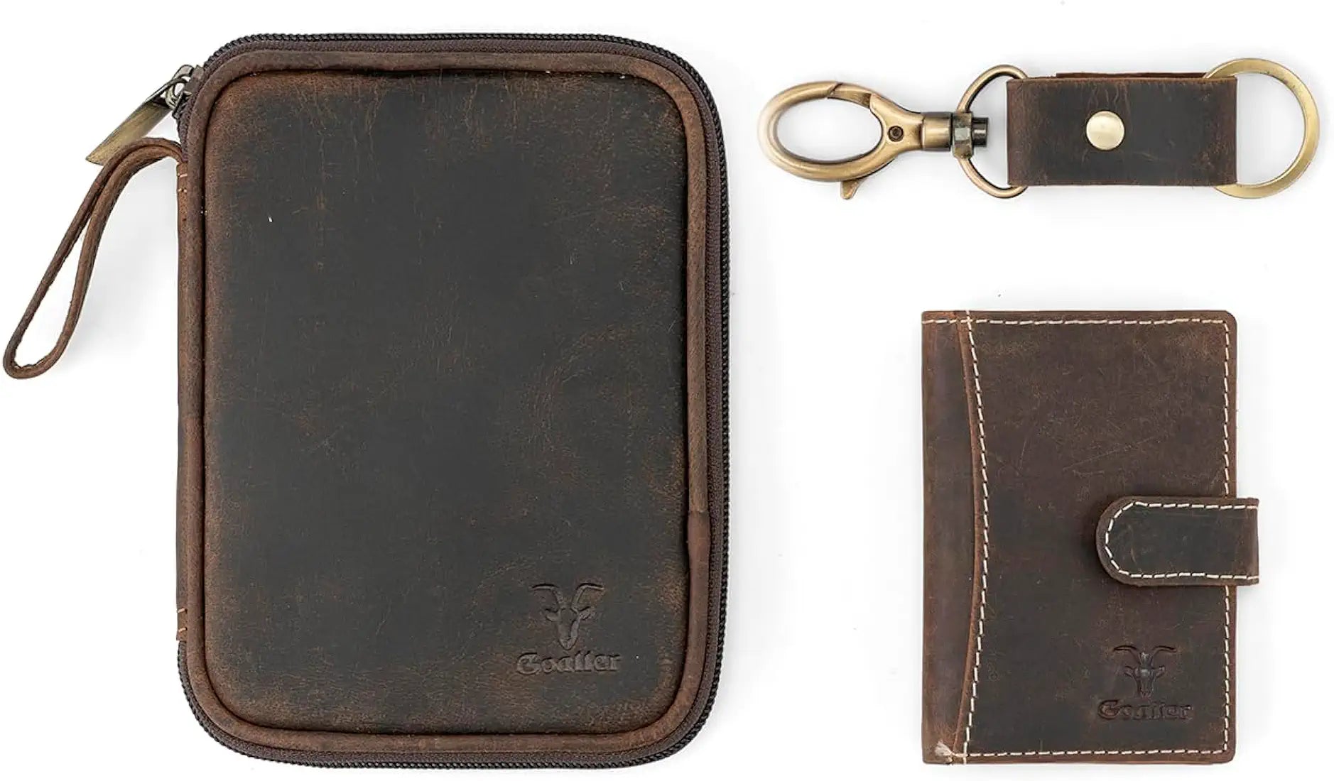 Goatter Genuine Leather Gift Hamper for Men, Leather Wallet & Organizer and Key Chain, 