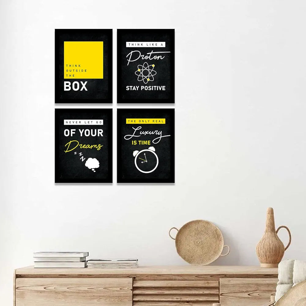 Kotart Think Outside the Box Motivational Quotes Posters with Frame for Living Room