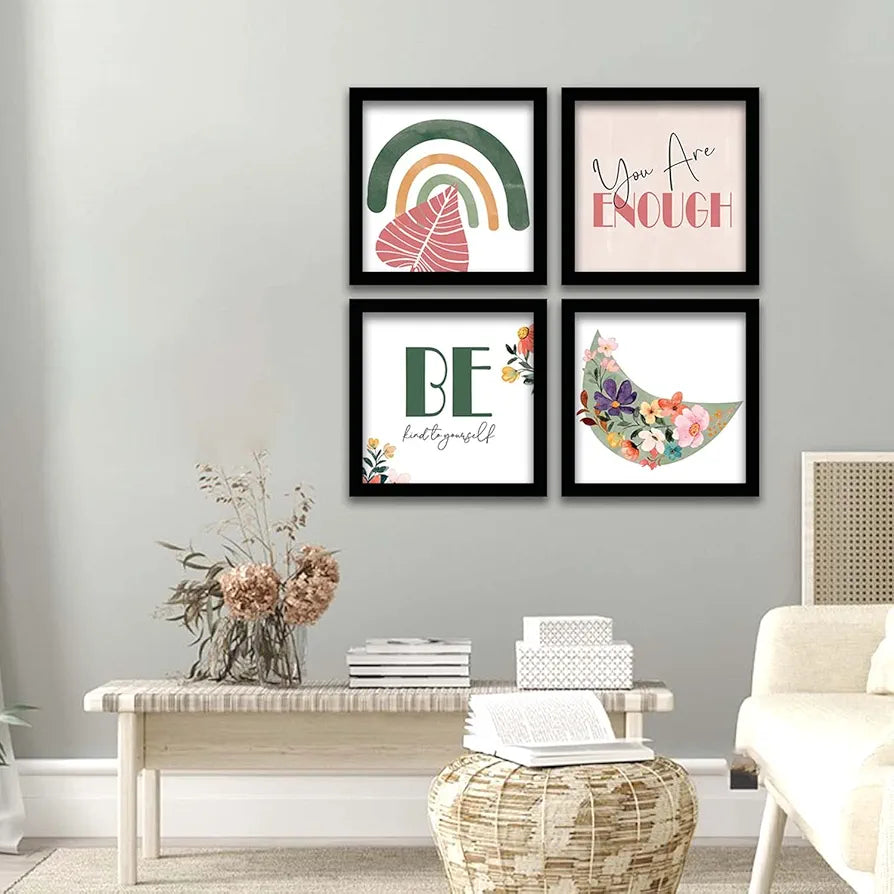 Kotart You are Enough Wall Painting with Frame for Room Set of 4