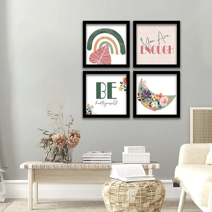 Kotart You are Enough Wall Painting with Frame for Room Set of 4