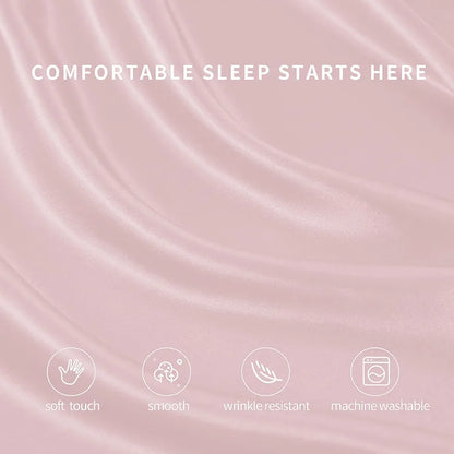 Cloth Fusion Satin Bedsheet for King Size Bed Set of 1 Satin 2 Pillow Covers H603 115 TC Baby Pink