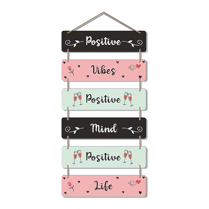 Artvibes Decorative Wall Hanging Wooden Art Decoration Item for Home Decor | Quotes Decor Item | Mdf Wall Decoration | Set of 6