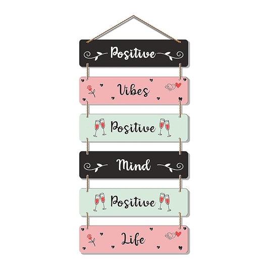 Artvibes Decorative Wall Hanging Wooden Art Decoration Item for Home Decor | Quotes Decor Item | Mdf Wall Decoration | Set of 6