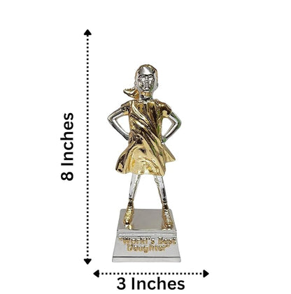 Gold Art India Daughter Figurine Silver & Gold Plated World's Best Daughter Two Tone