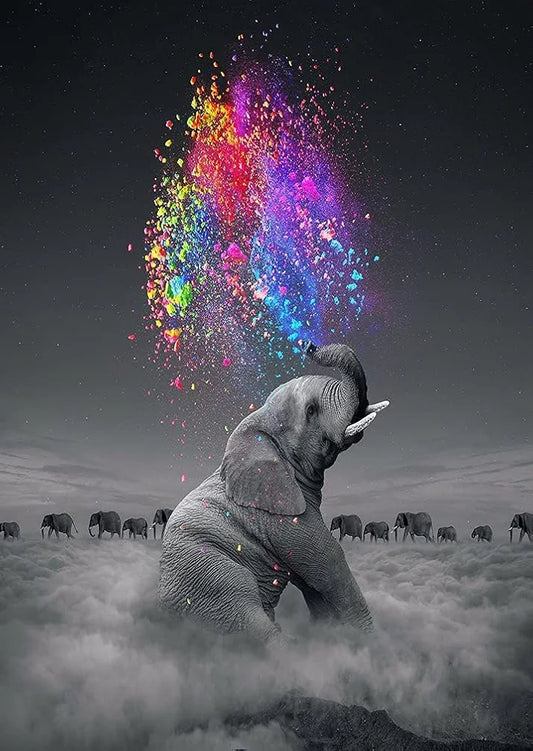 TREXEE Holi Elephant 5D Diamond Painting by Number Kits for Adults & Kids, 12x16inch DIY Full Drill Embroidery Cross Stitch Pictures Art Kit, Diy Diamond Painting Kit Diy Painting kit 