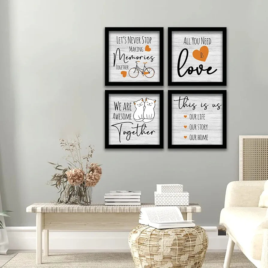 Kotart Lets Never Stop Family Quotes Frames for Wall Decor Set of 4