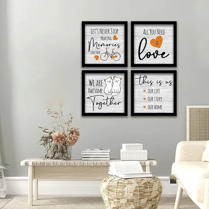 Kotart Lets Never Stop Family Quotes Frames for Wall Decor Set of 4