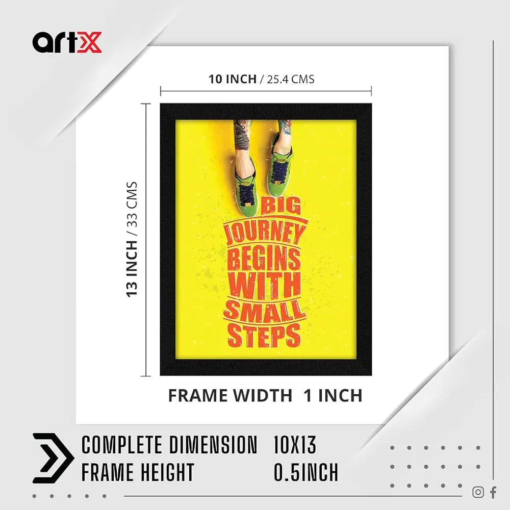 ArtX Paper Motivational Quotes Small Steps Wall Frame Art Painting