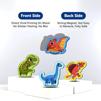 Mini Leaves Magnets for Kids Dinosaur Fridge Magnets for Whiteboard Preschool Learning Toys | Magnetic Animals for Refrigerator