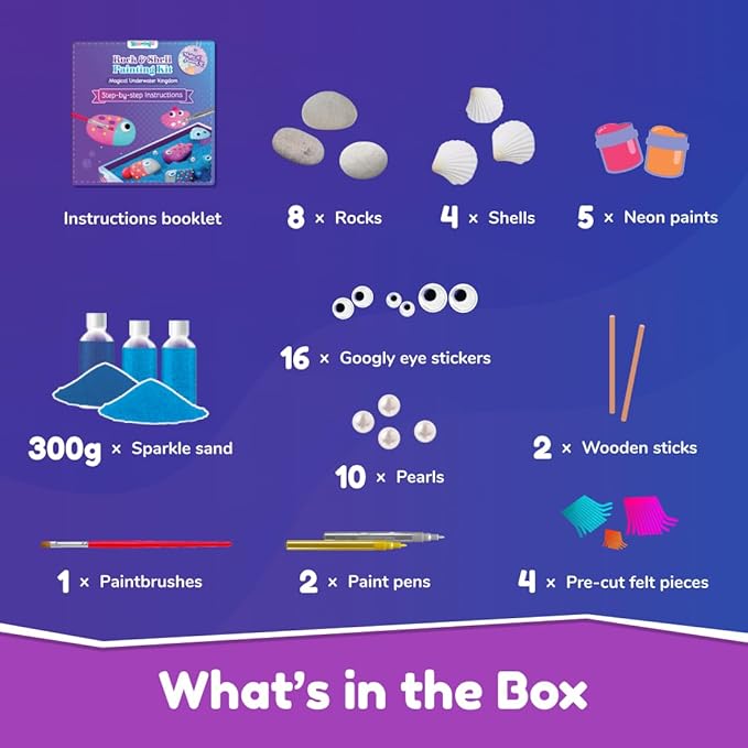 Bloomingo Art & Craft Kit - Rock Painting Kit Magical Underwater Kingdom | Fun Diy Rock Painting Kit for Kids