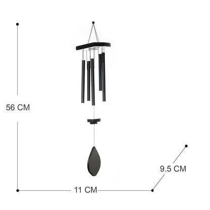Tej Gifts Feng Shui Metal Wind Chime with 5 Black Pipes