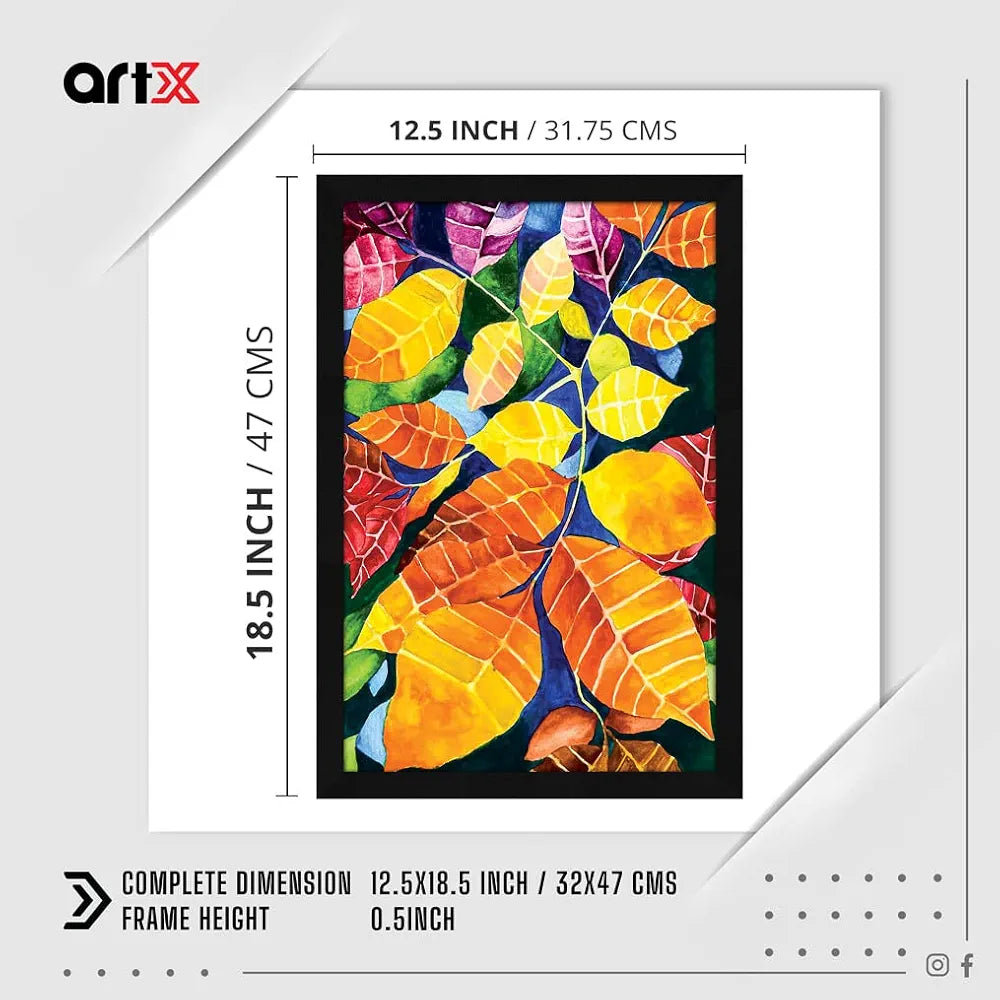 ArtX Paper Watercolors Floral Framed Wall Art Painting Multicolor Abstract Set of 1