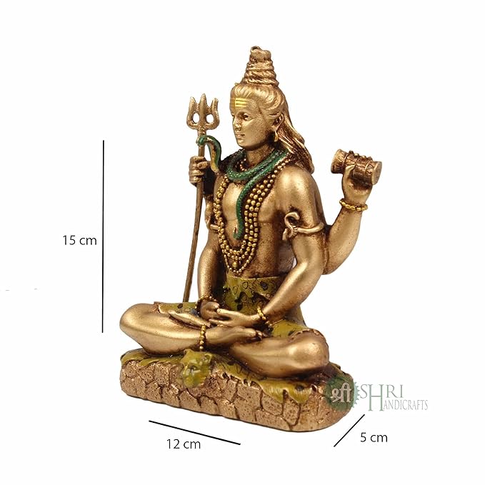 Indicast 6" Inch Cold Cast Resin Shiva Showpiece Antique Decor Decor Bolenath Mahakal