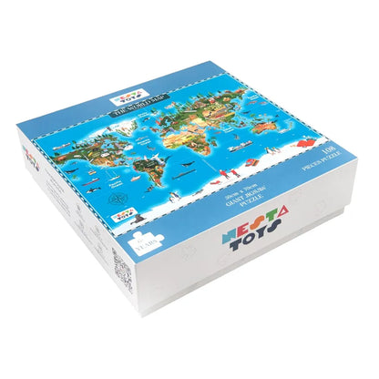 NESTA TOYS - Floor Puzzle & Game, World Map Jigsaw Puzzle, Educational Toy, Gifts for Boys & Girls Ages 6 to 14 | Geography for Kids | 108 pcs, 70 x 50 cm