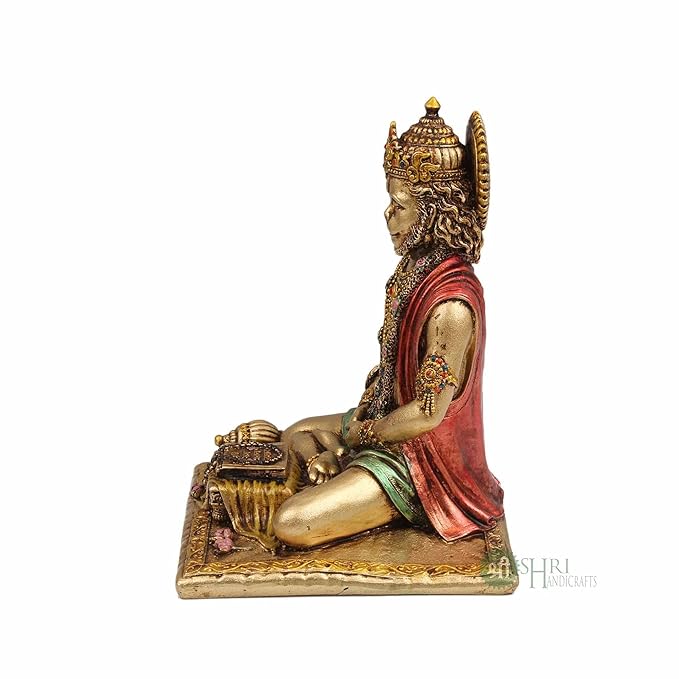 Indicast 8" Inch Cold Cast Resin Hanuman Ji Showpiece Antique Decor Bajrangbali Statue Idols