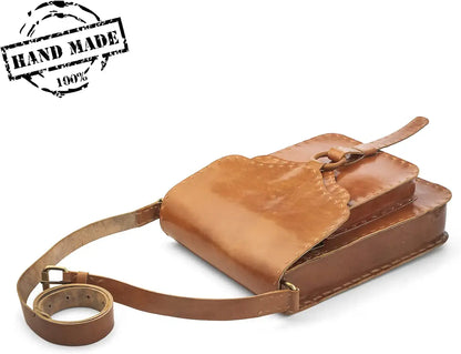 Goatter Genuine Leather Handmade 11" Shoulder Cross body Travel Messenger Bag for Unisex