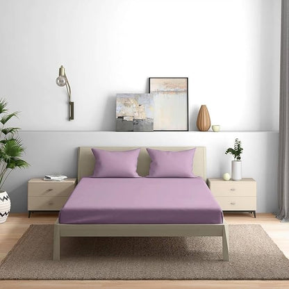 Wakefit Bedsheet for King Size Bedsheet King Size Bed Cotton 2 Pillow Covers Elastic Fitted Sheet Lavender Herb