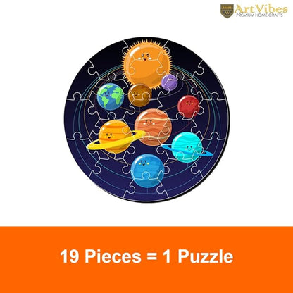 Artvibes Wooden Premium Solar System Puzzles for Kids Age 2 and 3 | 19 Piece Puzzles | Fun Learning Brain Booster for Little Champions