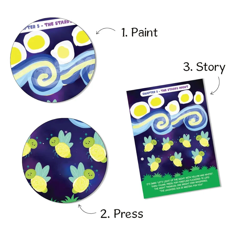 GiniMini Tiny Prints and The Magical Journey Art & Craft Kit for Kids 3–5 | 10 Story-Based Activities, Fingerprint Painting, Stickers, DIY Scrapbook | Creative Gift for Preschoolers