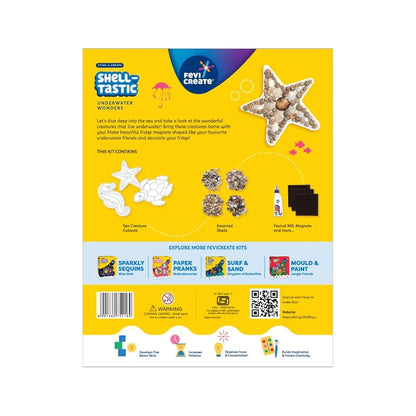 Fevicreate DIY Marine-Themed Fridge Magnet Kit Turtles, Seahorses and starfishes Designs with Art Materials All-in-one Art and Craft kit for Girls and Boys 5+ Years, Pack of 1