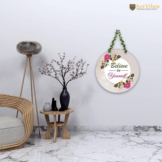 Artvibes Believe in Yourself Wall Hanging for Home | Mdf Wooden Hanger Decoration | Art Piece