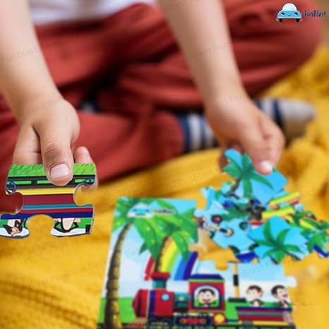 FunBlast Train Engine Jigsaw Puzzle for Kids 24 Pcs Jigsaw Puzzle for Kids Boys Girls (Multicolor)