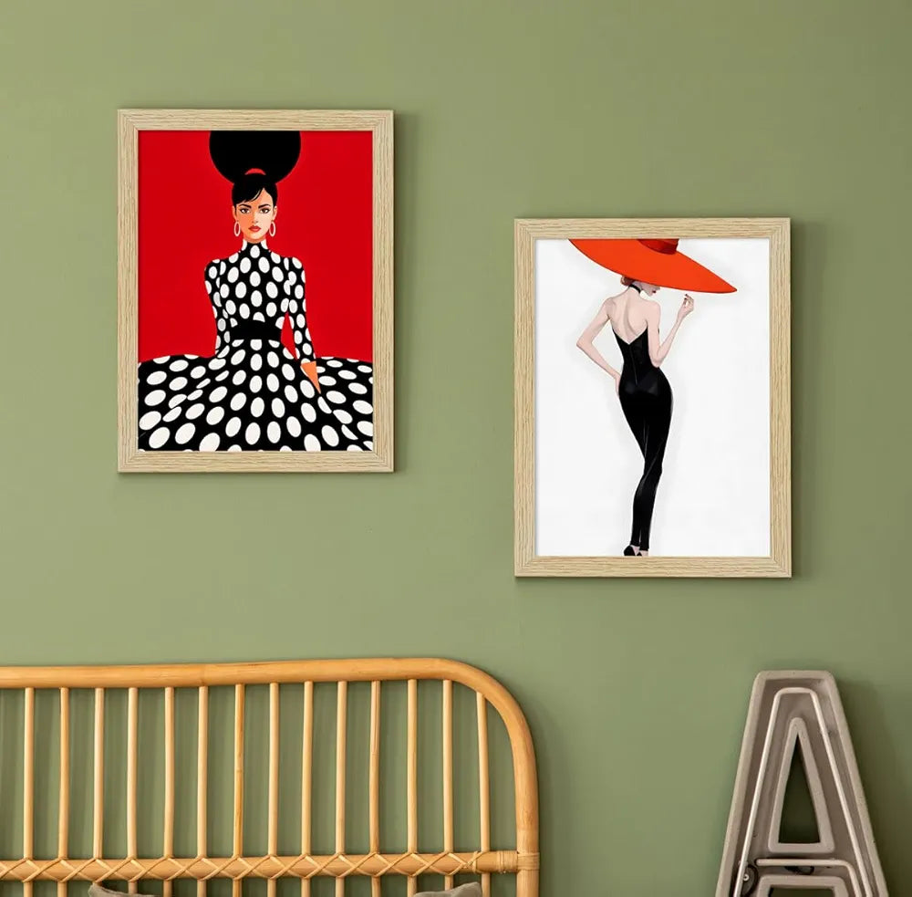 ArtX Paper Women Fashion Art Paintings with Frames Fashion-SO4-01 Set of 4