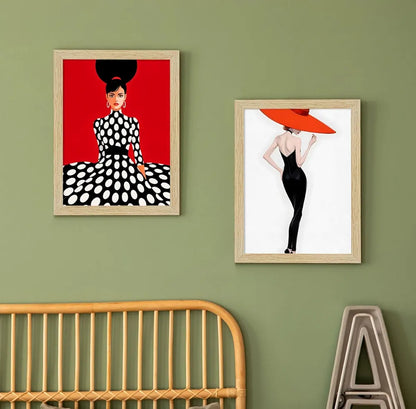 ArtX Paper Women Fashion Art Paintings with Frames Fashion-SO4-01 Set of 4