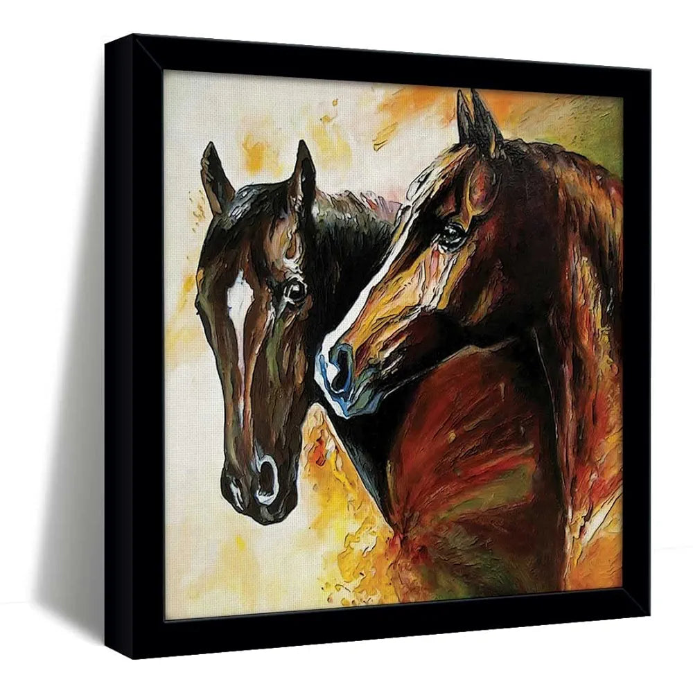 ArtX Two Horse Big Canvas Painting For Bedroom and Living Room With Frame