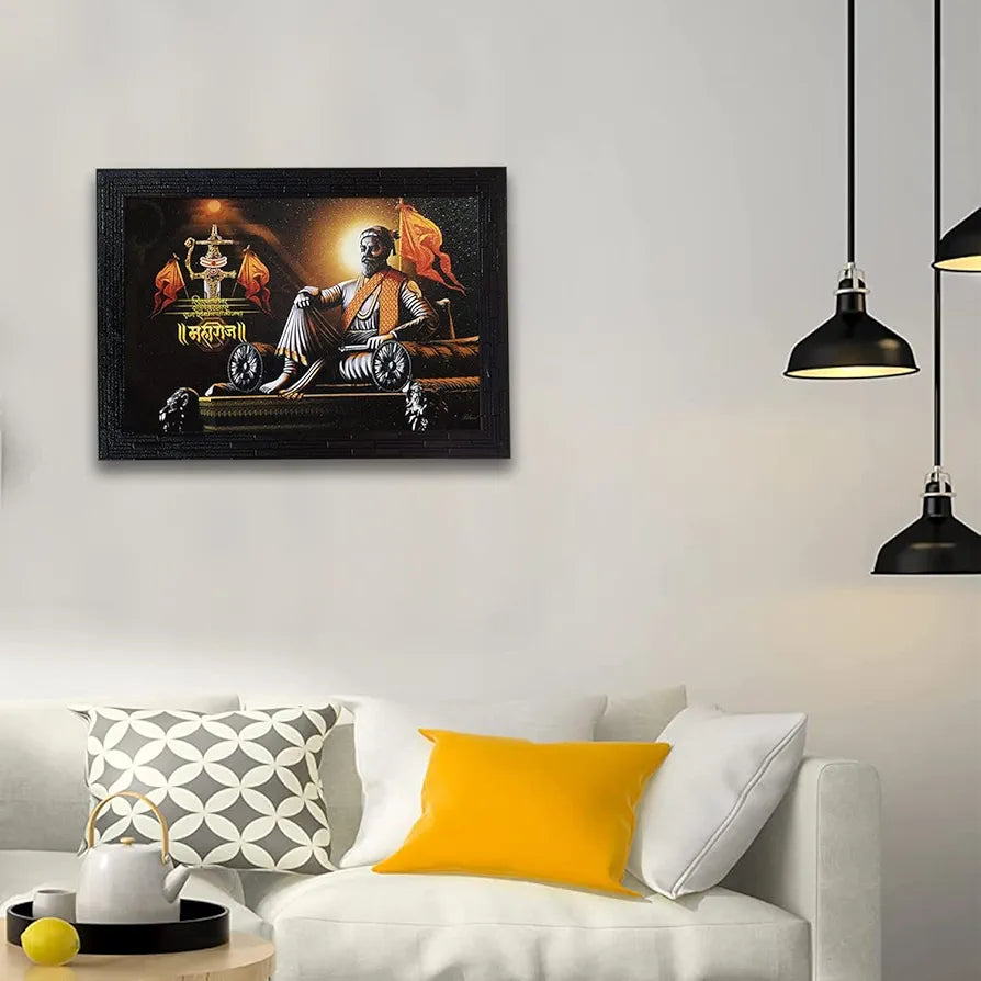 Lifehaxtore Wooden Framed Painting of Shri Shivaji Maharaj