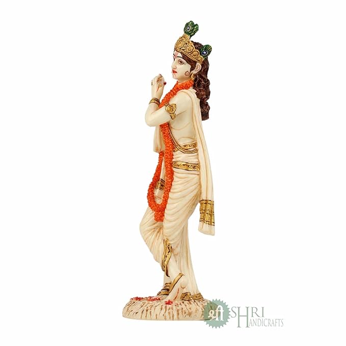 Indicast Resin 10" Inch Lord Krishna Fine Painting Hindu God Laddu Gopal Figurine for Home Office