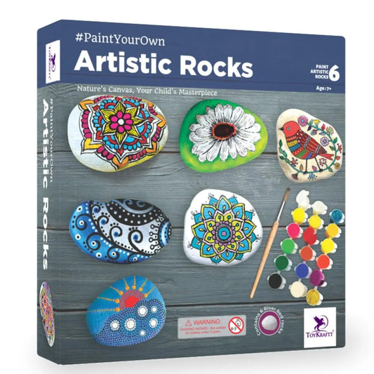 TOYKRAFTT Rock Painting Art N Craft, Stone Rock Painting Kit, Pebbles for Painting Kit for Kids, Gifts for Kids 7+ Years Old - Artistic Rock Painting, Multicolor