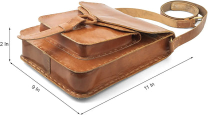 Goatter Genuine Leather Handmade 11" Shoulder Cross body Travel Messenger Bag for Unisex