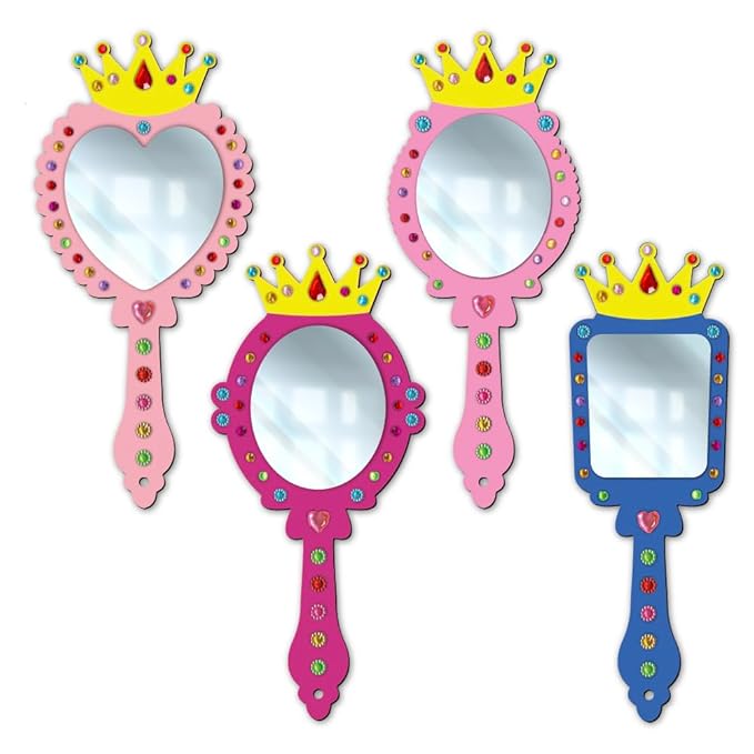 Mini Leaves Creative Me Wooden Mirror Diy Art and Craft Paint Kit for Kids 6+ Years | Decorate Your Own Princess Mirrors | Set of 4