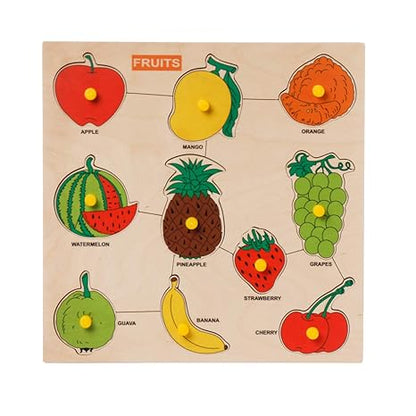 Dreamzberry Wooden Puzzles For Kids Colorful Fruit Shape Kids Puzzle With Wooden Knob