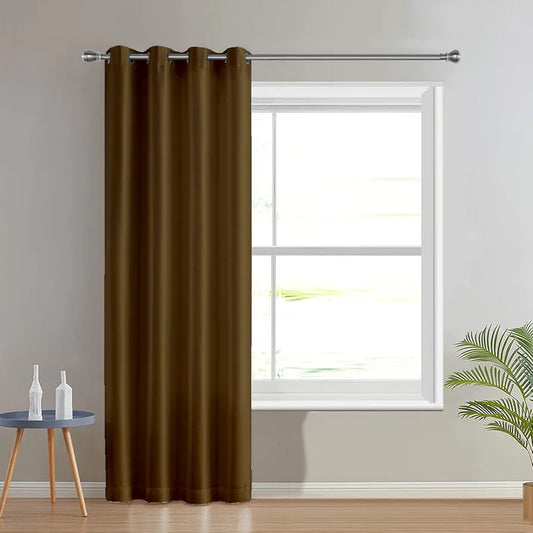 Divine Casa Semi Blackout Door Curtain 7 Feet Colour Dark Brown Micro Satin Room Darkening Panel with Metal Eyelets (Pack of 1)