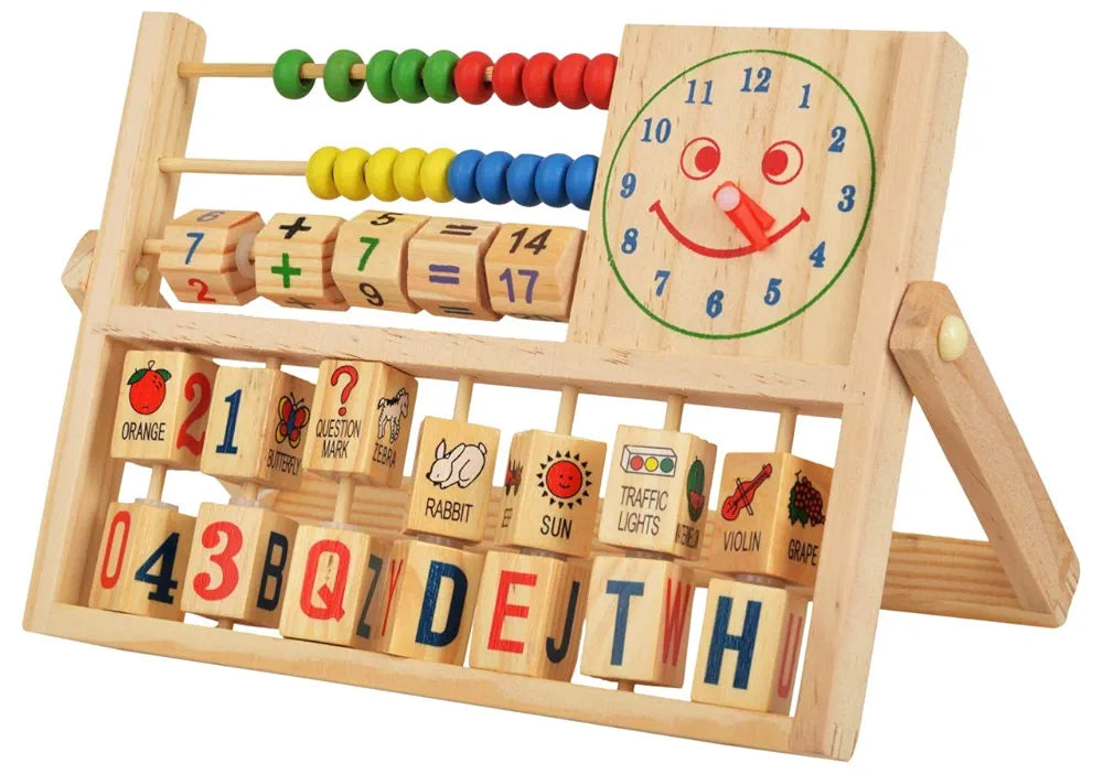 Trinkets & More - Multifunctional Calculation Abacus Flap | Math Toy Counting Addition| Smiling Clock Alphabets Numbers Words Kids 3+ Years