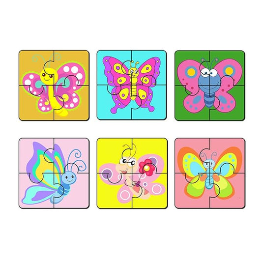 Artvibes Butterflies Wooden Jigsaw Puzzle Games for Children & Kids Age 2-5 | 4 Pieces Puzzles | Toddler's Wooden Puzzle | Set of 6