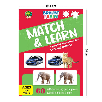 The Book Tree Bright Brain Match and Learn 60 Piece  Jigsaw Puzzle for Preschoolers, Educational Toy for Learning Picture Matching, Gifts for Kids Ages 3 to 6 by Majestic Book Club