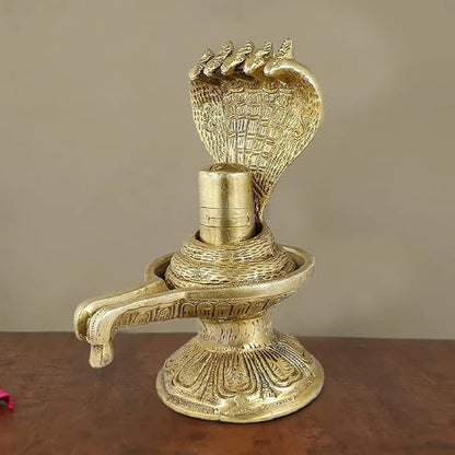 The Advitya Shivling for Home Puja Mandir With Sheshnaag Brass Statue | Shiva Lingam for Shiv Mahadev Sawan Maha Shivratri Pooja