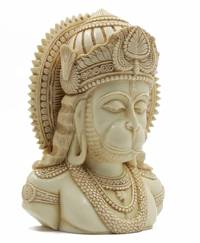 Indicast Resin 8" Inch Lord Hanumanji Head Antique Fine Bajrangbali Idol Gift Article Decorative Showpiece Handcrafted Balaji Murti