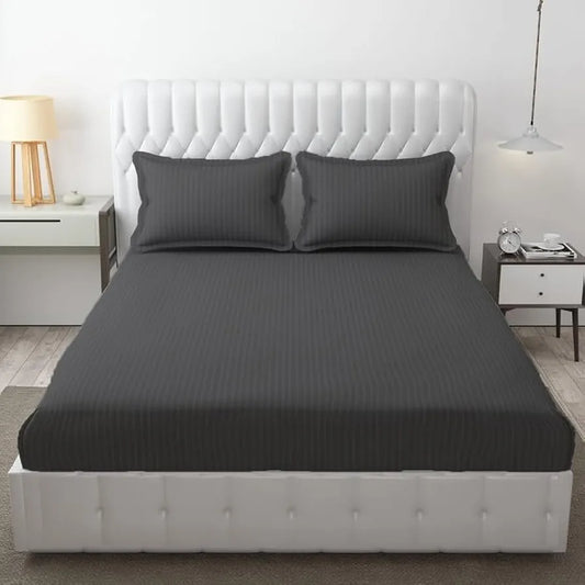 Fresh From Loom Soft Skin Safe Breathable King Size Flat Bedsheets Double Bedsheet Set With 2 Pillow Covers 144 Tc Grey