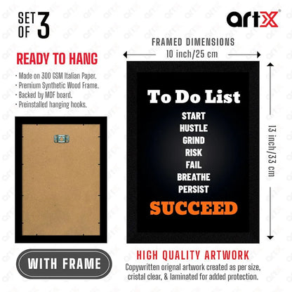 ArtX Paper Stock Market Trading Motivational Quotes Wall Frames Set of 3