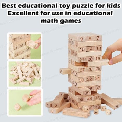FunBlast Wooden Stacking Toy for Kids Toy Blocks & Tumbling Tower with Dice Games for Learning Toy