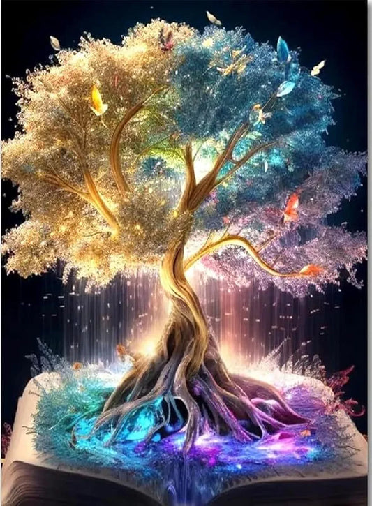 TREXEE 5D Diamond Painting Kit for Adults & Kids, 30 * 40cm DIY Paint by Numbers Kit DIY Diamond Painting by Numbers Kit Cross Stitch Pictures Arts Craft Gift for Kids & Adults Tree of Life