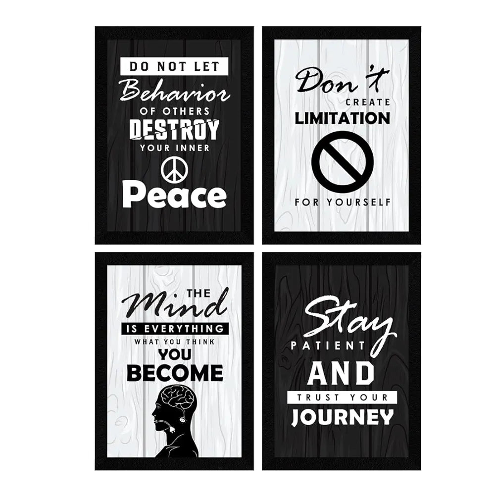 ArtX Paper Stay Patient Motivational Framed Posters Set of 4