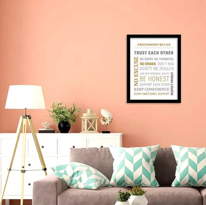 Kotart Friendhip Rules Wall Poster for Room Home Wall Decor Typographic Design